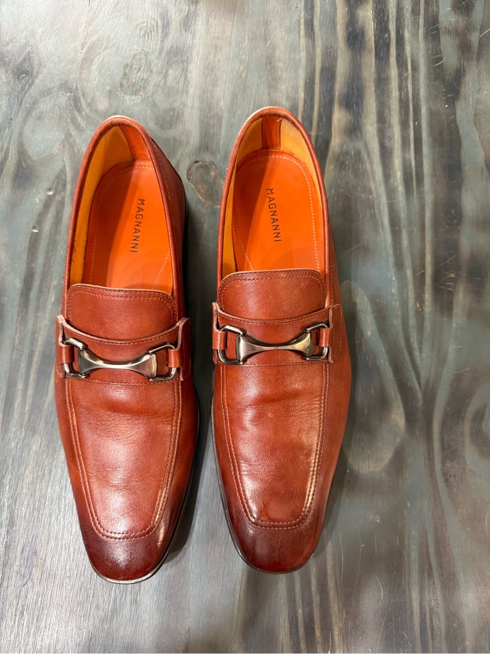 Magnanni Tazon Cognac Leather Bit Loafers - Size 9